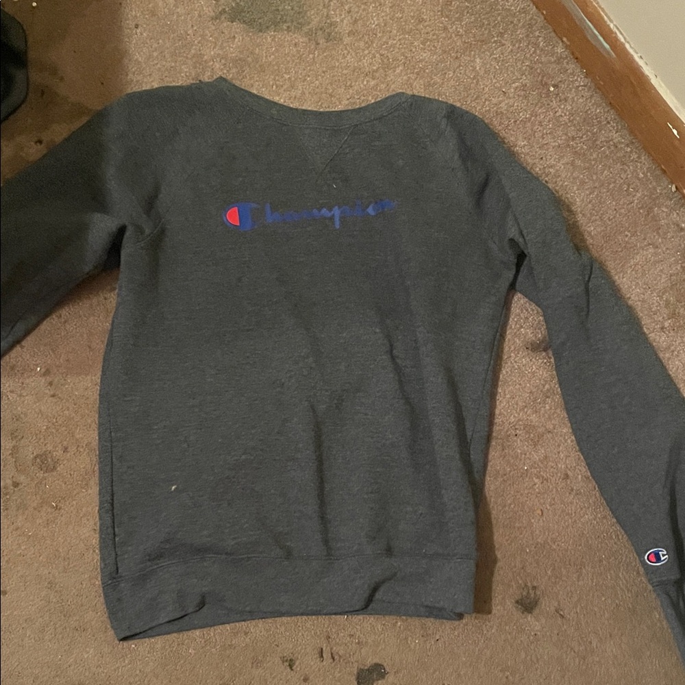 Champion Dark Gray Sweatshirt with Blue Logo